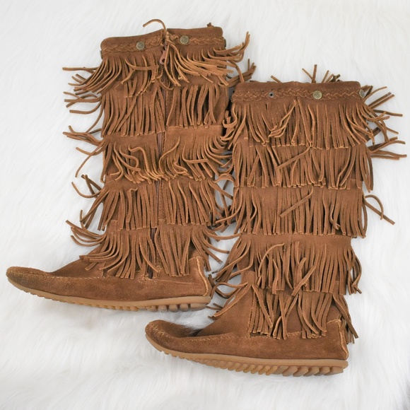 Minnetonka Shoes - Minnetonka 5 Layer Fringe Suede Moccasin Boots 7